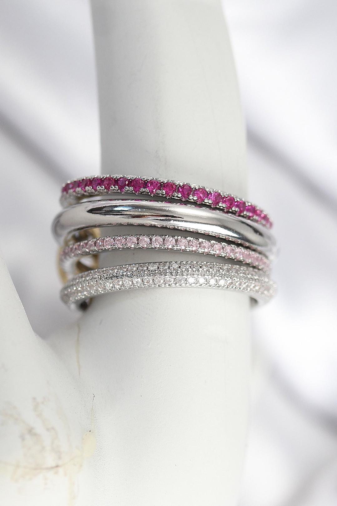 Pirinç Zirkon Taşlı 4'lü Yüzük