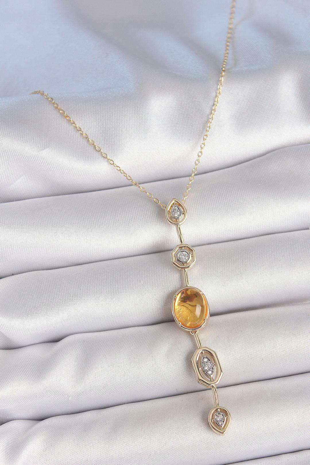 Aurora Amber Altın Kolye