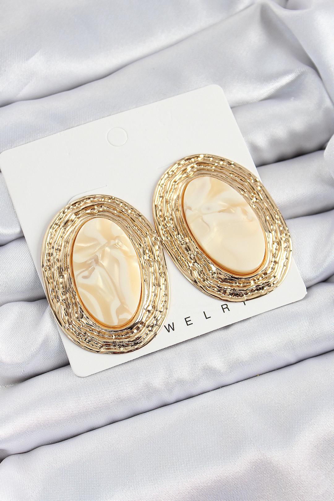 Golden Wave Bej Küpe