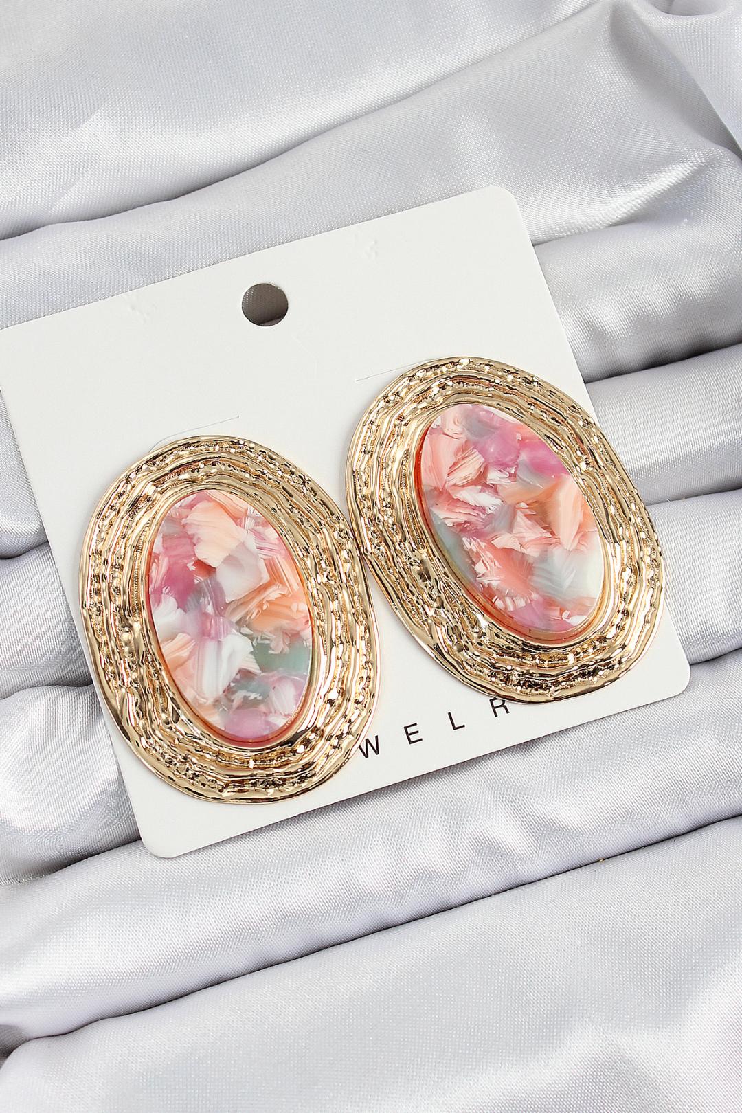 Golden Wave Pembe Sedef Küpe