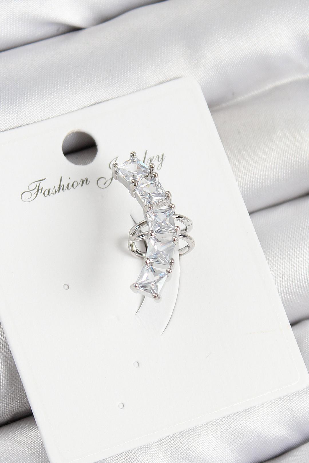 Crystal Line Silver Ear Cuff